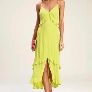 Lulus Island Time Green Ruffled Midi Dress
